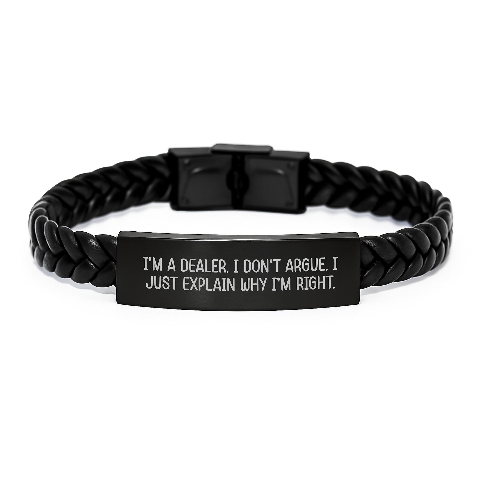 Dealer Gifts: Funny Inspirational Quote Interlaced Leather Bracelet for Men, Women, Friends, Coworkers, Family - Graduation Unique Gifts from Dealer - Image 1