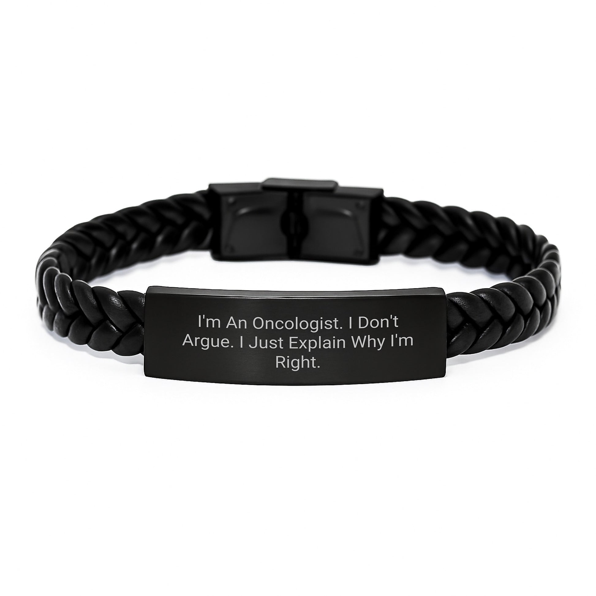 Oncologist Gifts Funny Quote Interlaced Leather Bracelet for Graduation from Family, Friends, or Coworkers - Image 1