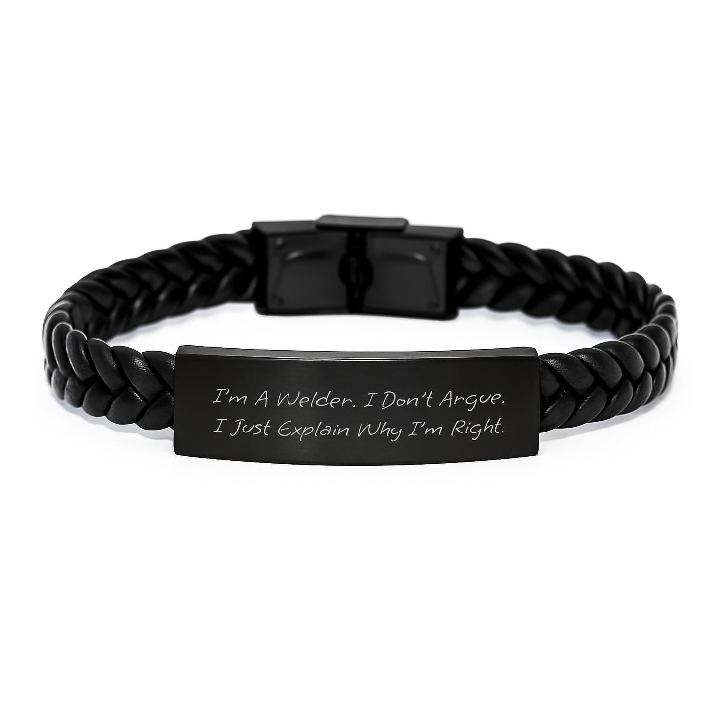 Welder Gifts from Friends - Funny Interlaced Leather Bracelet for Men, Inspirational Quote, Graduation Unique Gifts - Image 1