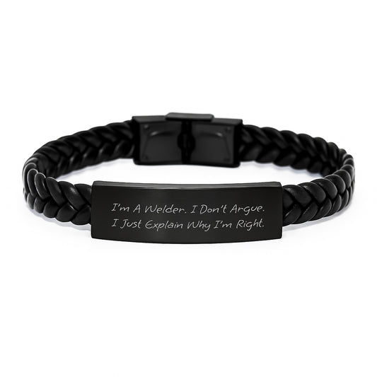 Welder Gifts from Friends - Funny Interlaced Leather Bracelet for Men, Inspirational Quote, Graduation Unique Gifts - Image 1