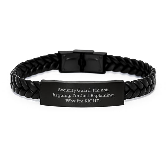 Security Guard Quote Funny Interlaced Leather Birthday Unique Gifts from Friends for Men, Men's Security Guard Gifts, Birthday Unique Present - Image 1