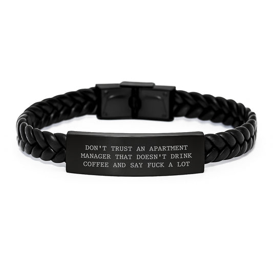 Funny Apartment Manager Gifts from Friends to Men - Interlaced Leather Bracelet for Graduation Unique Gifts for Apartment Managers - 'Don't Trust...' - Image 1