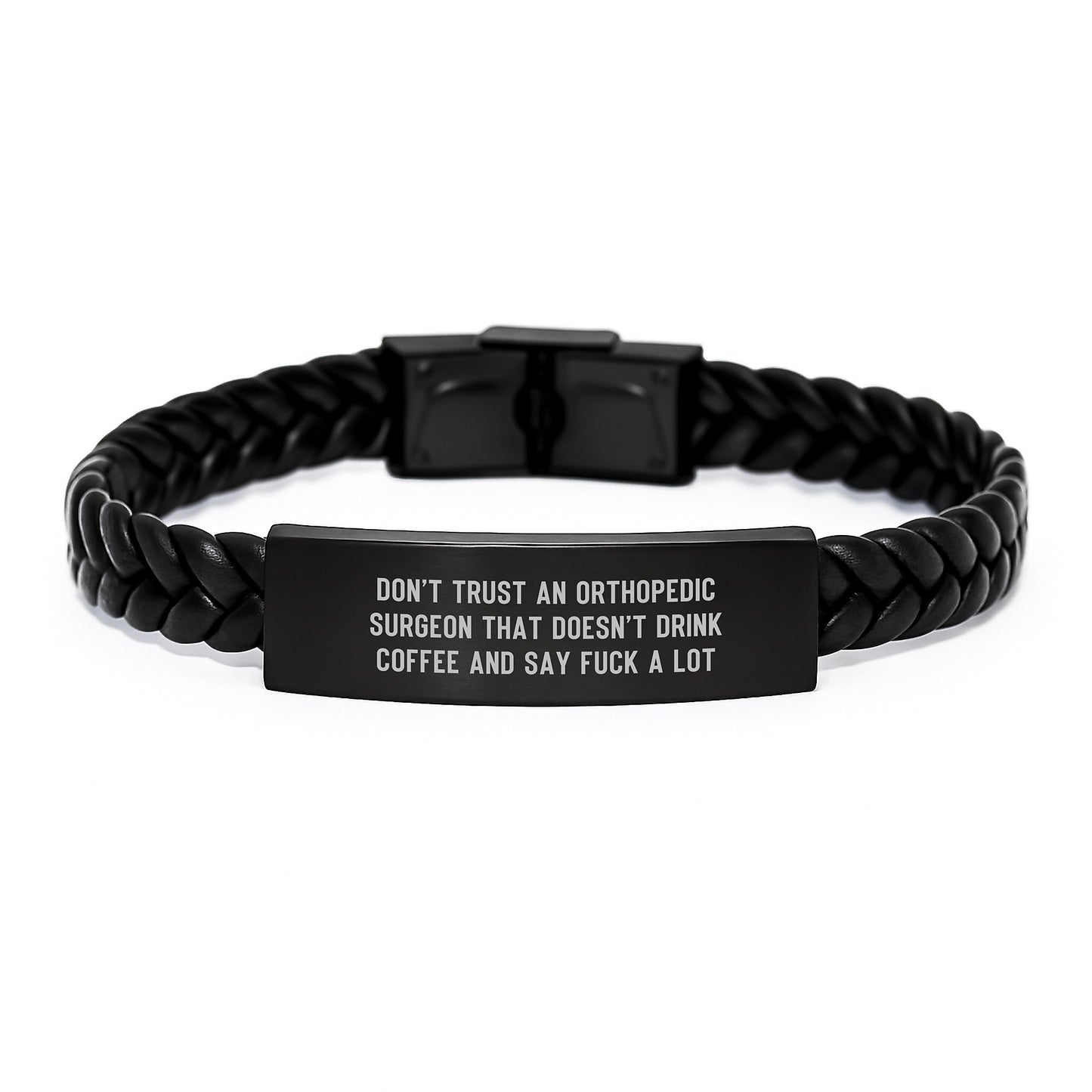 Orthopedic Surgeon Gifts Funny Quote Interlaced Leather Bracel, Gifts from Friends for Orthopedic Surgeon, Graduation Unique Gifts - Image 1