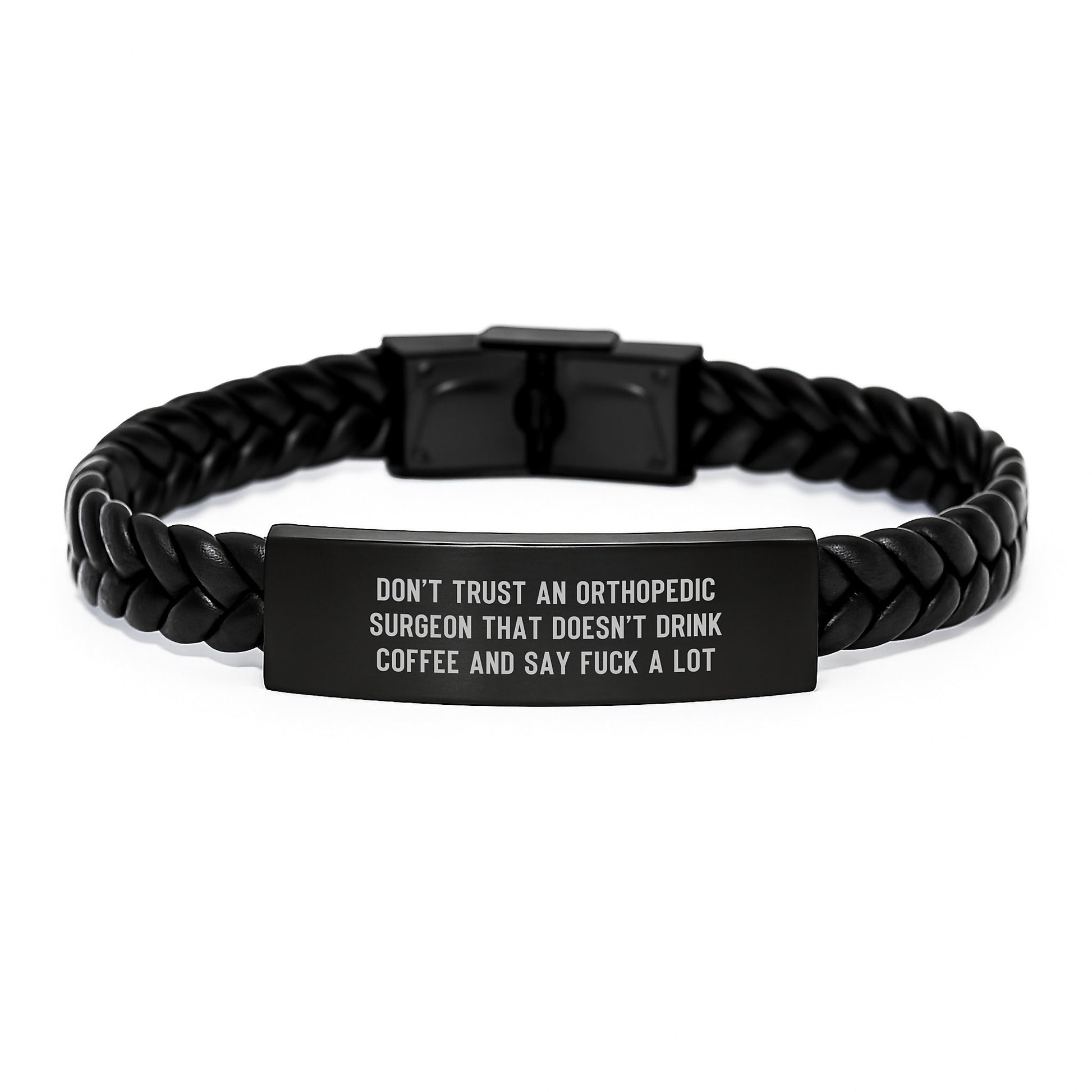 Orthopedic Surgeon Gifts Funny Quote Interlaced Leather Bracel, Gifts from Friends for Orthopedic Surgeon, Graduation Unique Gifts - Image 1