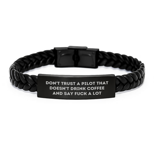 Funny Pilot Gifts From Men to Friends - Interlaced Leather Bracelet for Pilot Graduation Unique Gifts - Image 1