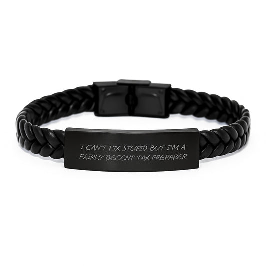 Tax Preparer Gifts, Funny Quote Interlaced Leather Bracelets for Men, Women, Friends, Coworkers, Family, Graduation Unique Gifts from, Gifts for Tax Preparer, Funny Quote Interlaced Leather Brac - Image 1
