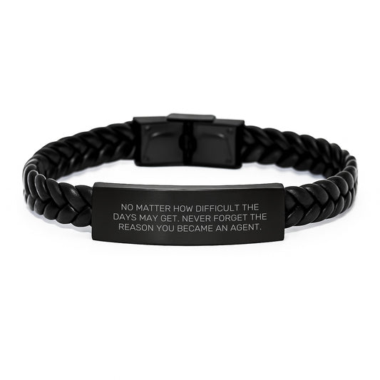Agent Gifts from Friends - Inspirational Interlaced Leather Bracelet for Birthday - Never Forget You Became Agent, Men's Gifts for Agent, Women's Gifts for Agent - Image 1