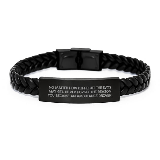 Ambulance Driver Inspirational Quotes Gifts from Men, Gifts for Ambulance Driver, Interlaced Leather Bracelet, 7.87 inches, Birthday Unique Gifts - Image 1