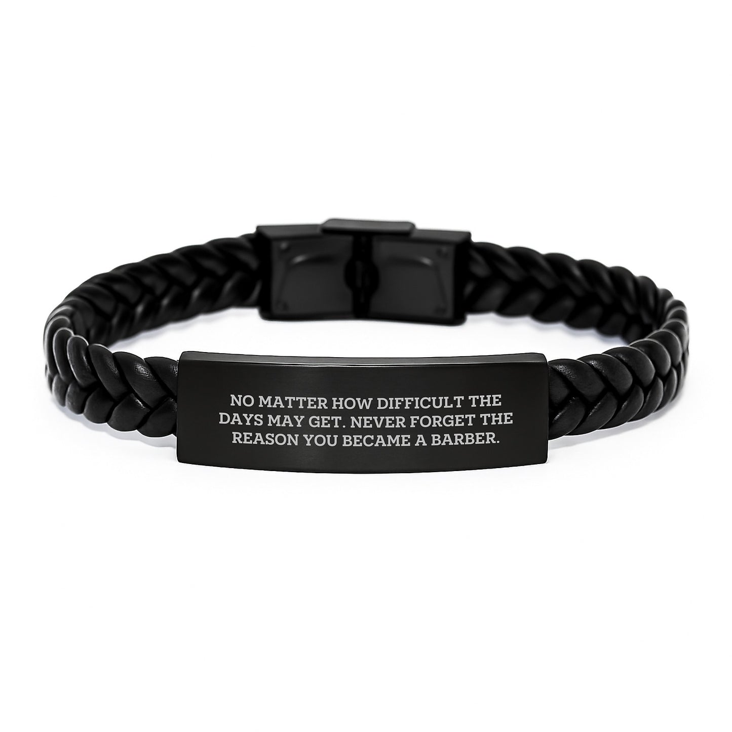 Inspirational Barber Gifts, Interlaced Leather Bracelet for Men, Gifts from Friends to Barber, Never Forget Reason You Became a Barber - Graduation Unique Gifts - Image 1