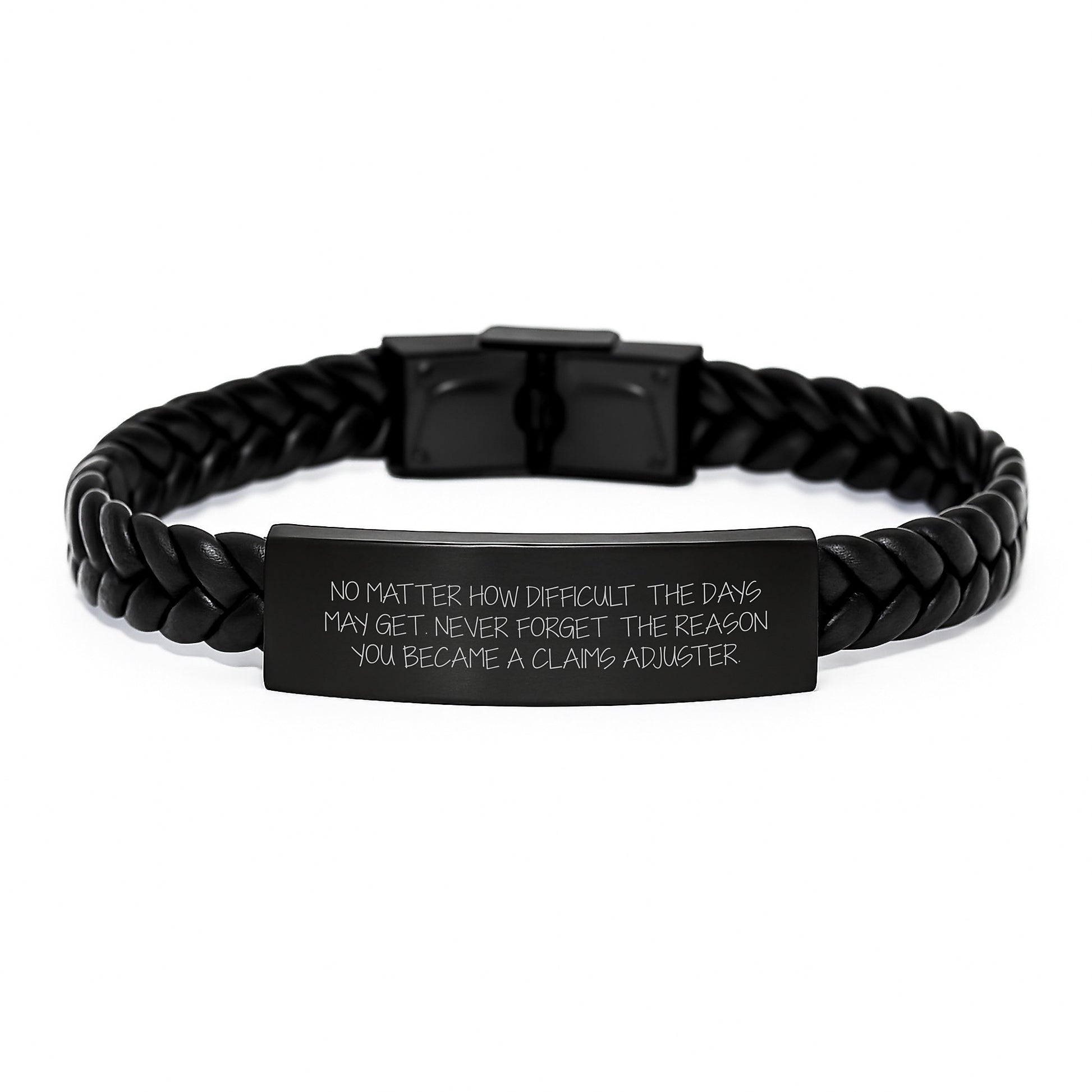 Inspiring Claims Adjuster Gifts, 'No Matter How Difficult The Days May Get...' Interlaced Leather Bracelet, Gifts from Family for Claims Adjuster Grads - Graduation Unique Gifts - Image 1