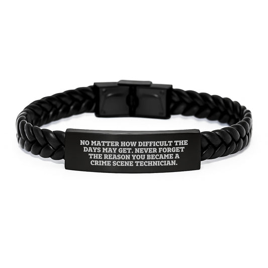 Crime Scene Technician Gifts, Inspirational Quote, Interlaced Leather Birthday Unique Gift for Men, Women, Coworkers, Friends, Family - 'No Matter How Difficult The Days May Get.' - Image 1