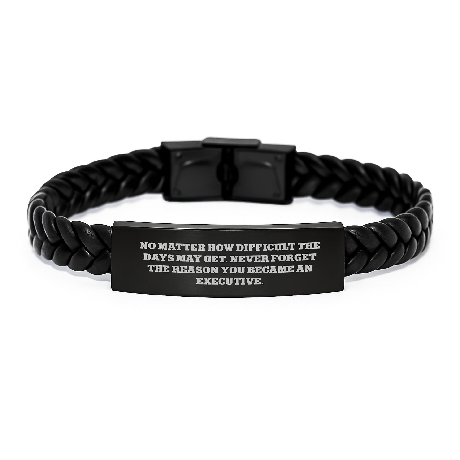 Inspirational Executive Gifts, Interlaced Leather Bracelet for Men, Gifts from Friends to Executive, Reminder to Stay Focused on Success - Image 1
