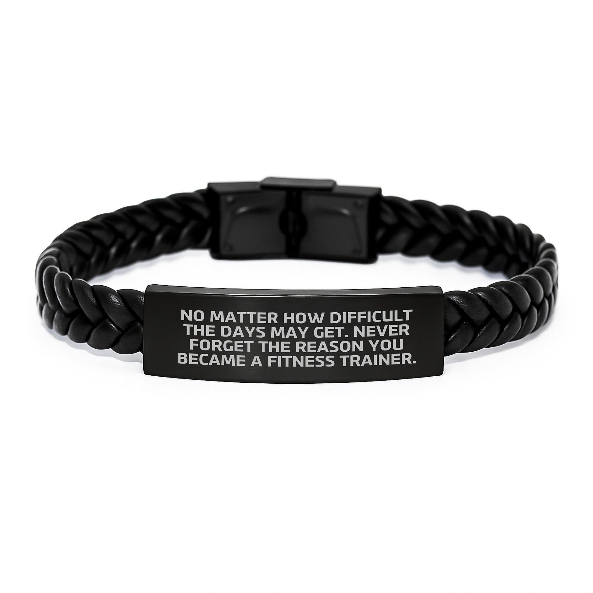 Fitness Trainer Inspirational Quote Gifts, Interlaced Leather Bracelet, Gifts from Friends for Fitness Trainers, Birthday Unique Gifts, Unstoppable Motivation - Image 1