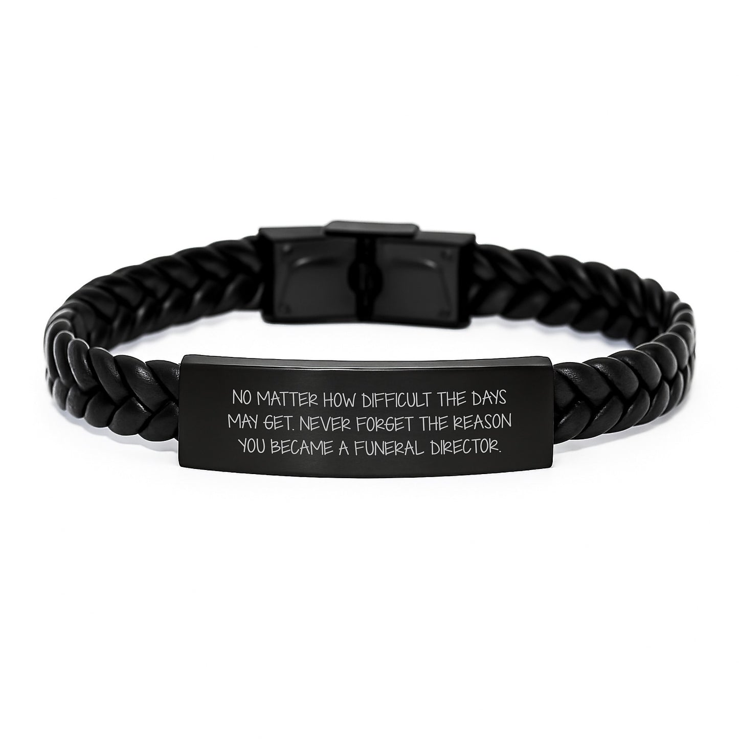 Inspirational Funeral Director Gifts, Interlaced Leather Bracelets for Men, Gifts from Family, Gifts for Funeral Directors, Never Forget Your Reason, Graduation Unique Gifts - Image 1