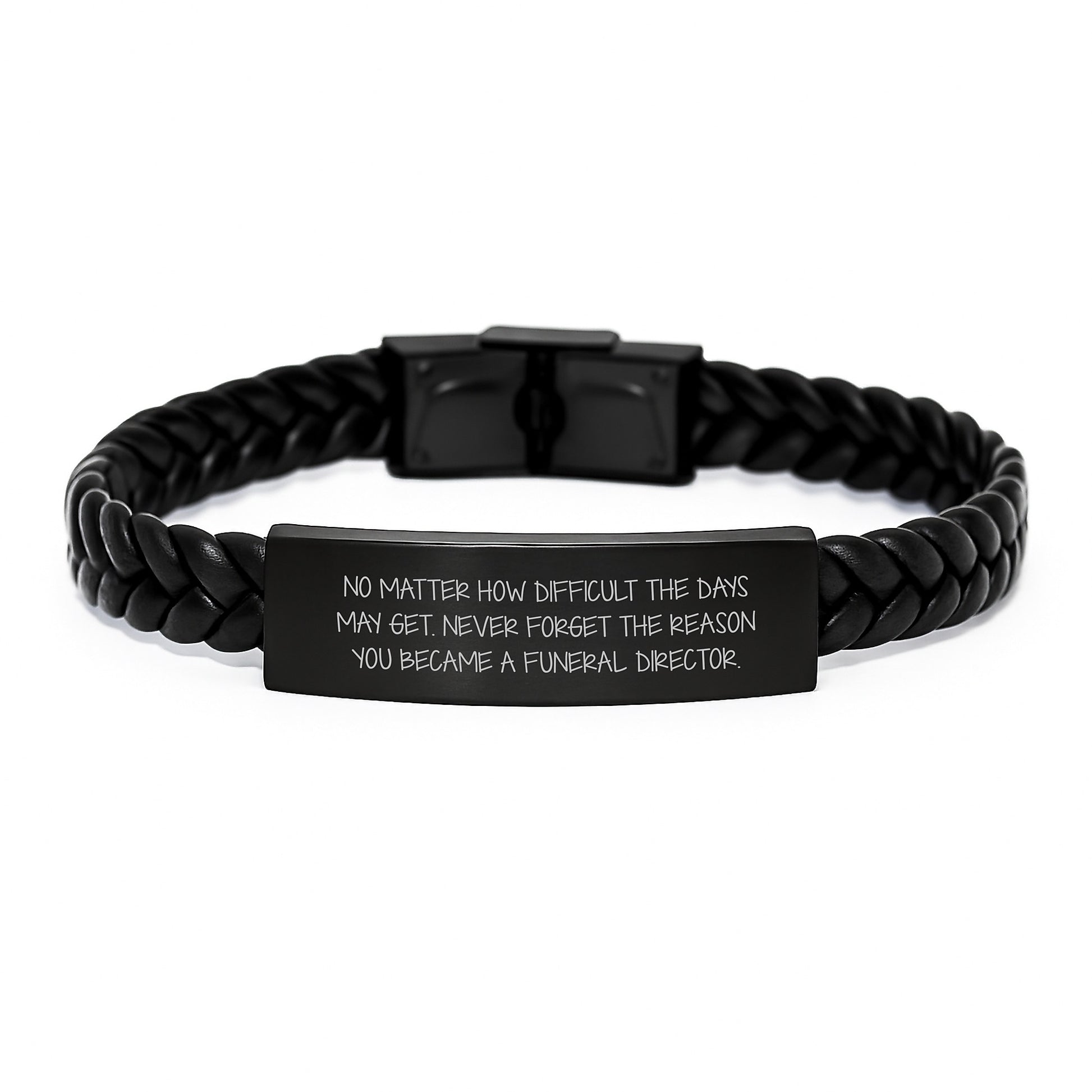 Inspirational Funeral Director Gifts, Interlaced Leather Bracelets for Men, Gifts from Family, Gifts for Funeral Directors, Never Forget Your Reason, Graduation Unique Gifts - Image 1