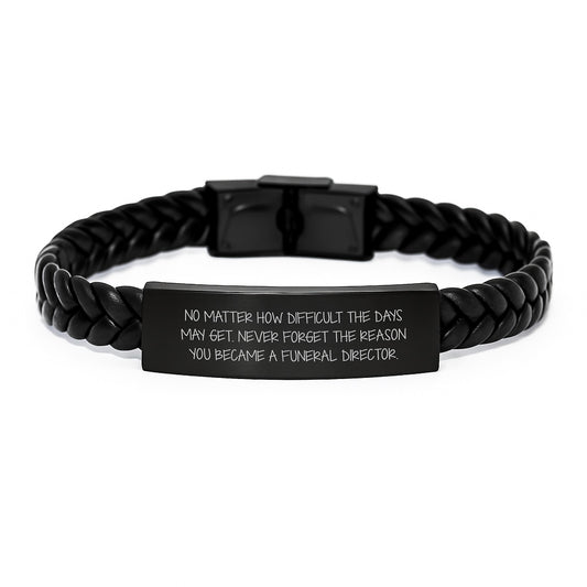 Inspirational Funeral Director Gifts, Interlaced Leather Bracelets for Men, Gifts from Family, Gifts for Funeral Directors, Never Forget Your Reason, Graduation Unique Gifts - Image 1