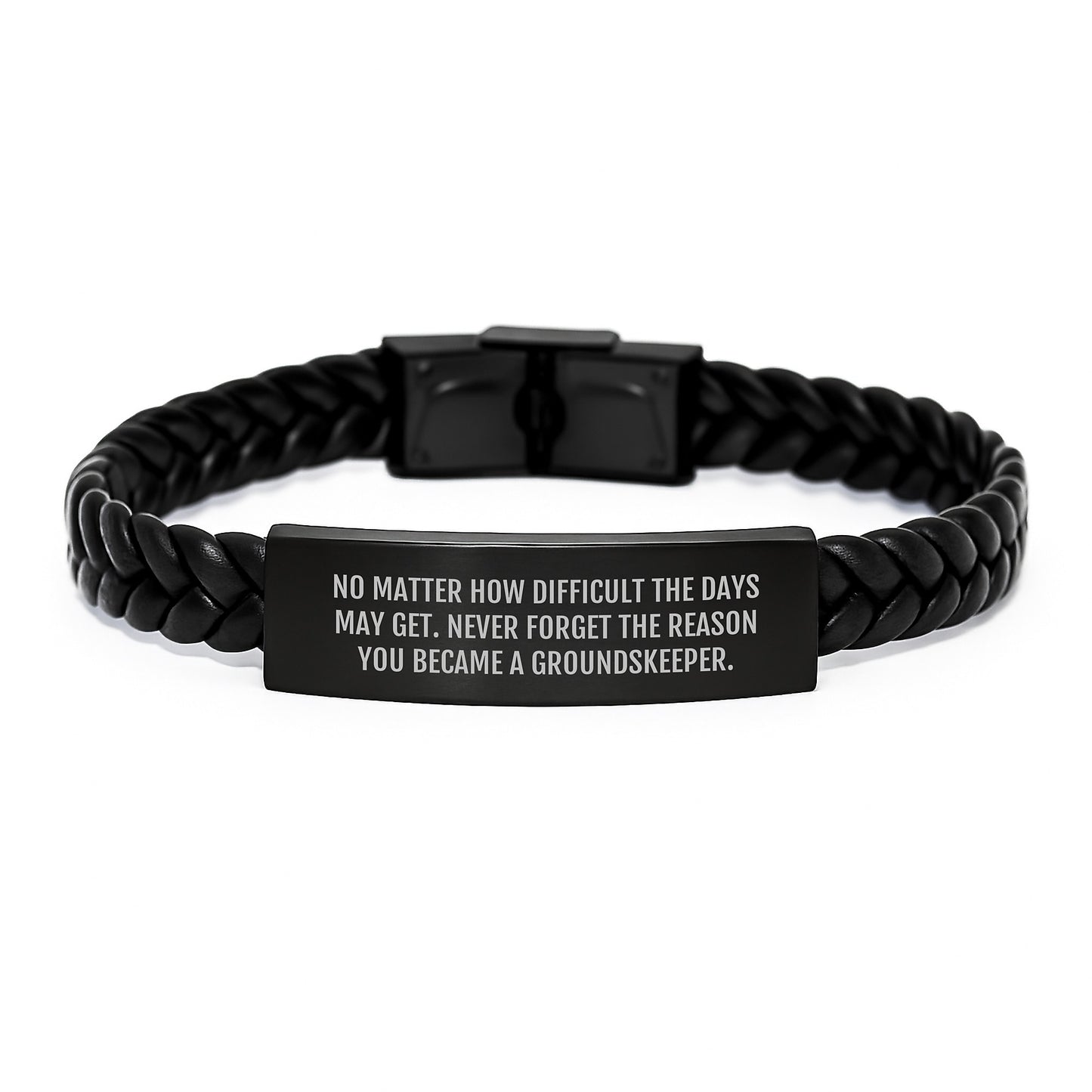 groundskeeper Inspiration Interlaced Leather Bracelet, Gifts from Friends to groundskeepers, 'No Matter How Difficult', Birthday Unique Gifts for groundskeeper, Men, Women, Family - Image 1