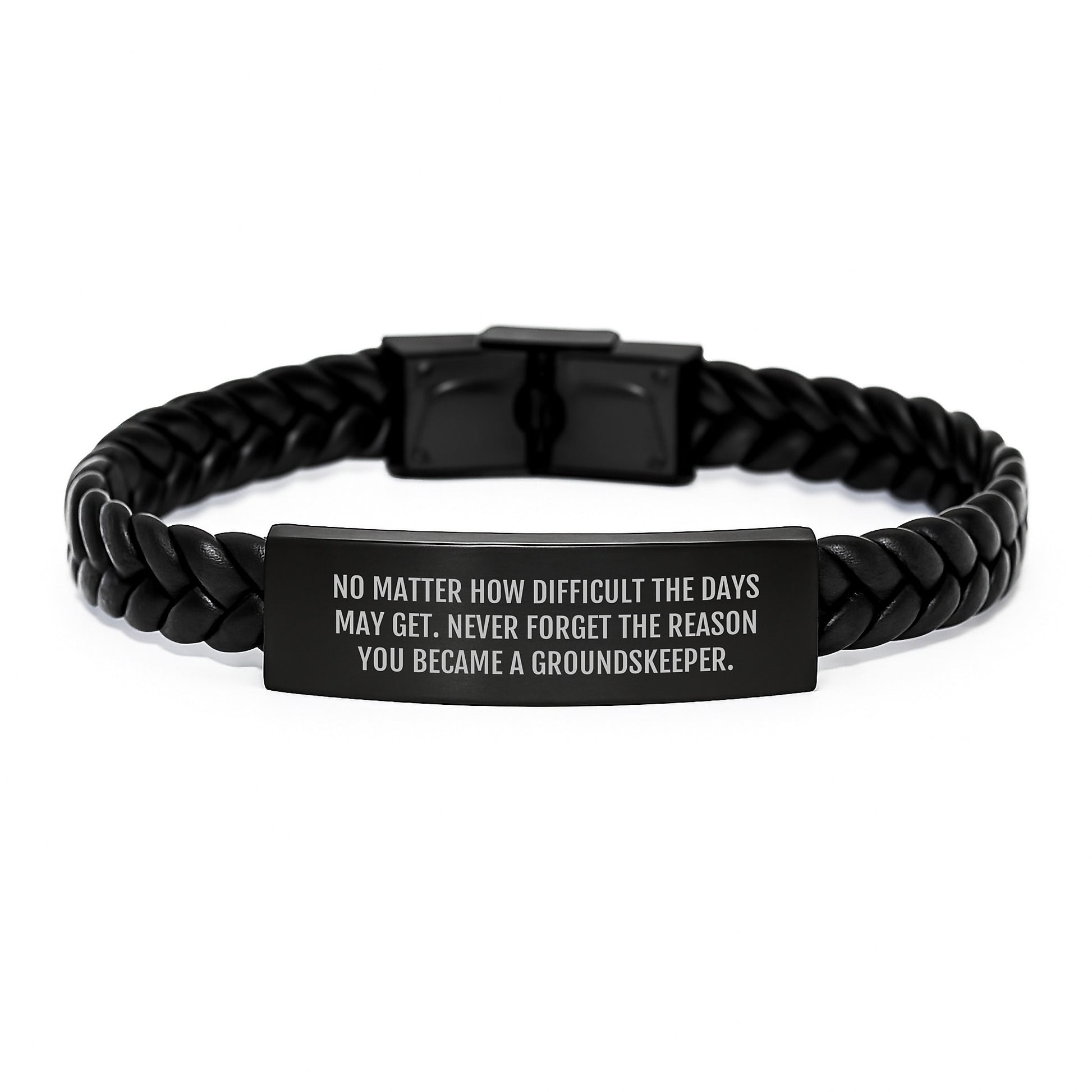 groundskeeper Inspiration Interlaced Leather Bracelet, Gifts from Friends to groundskeepers, 'No Matter How Difficult', Birthday Unique Gifts for groundskeeper, Men, Women, Family - Image 1