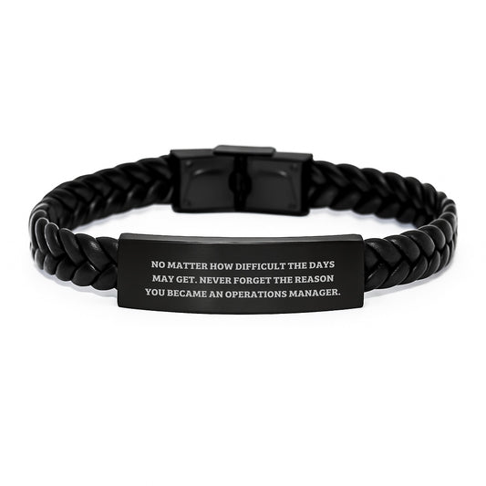 Inspirational Operations Manager Gifts for Men from Friends and Family - Interlaced Leather Bracelet for Graduation - Image 1