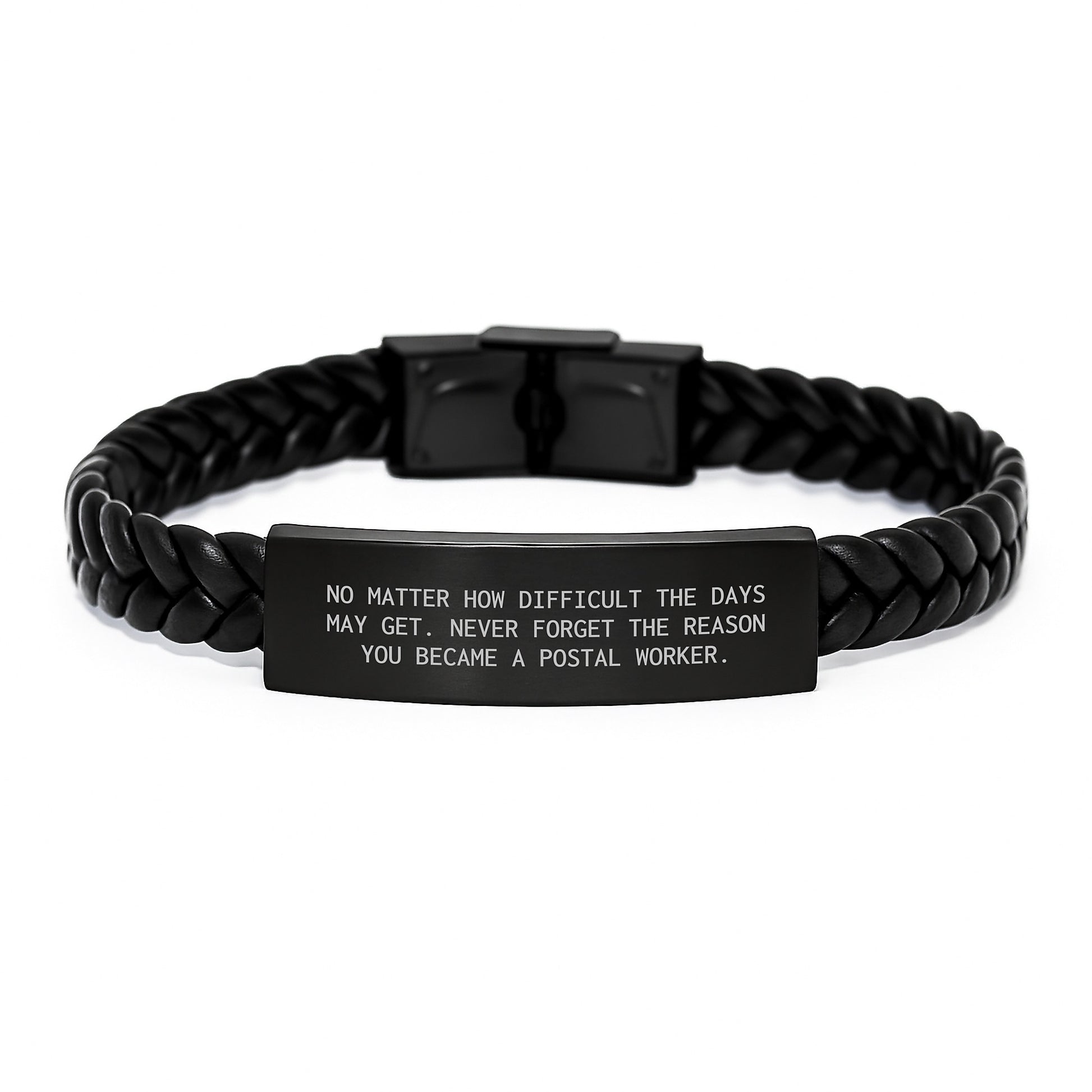 Inspiring Postal Worker Gifts from Friends - Interlaced Leather Bracelet for Men and Women with Quote, Birthday Unique Presents - Image 1