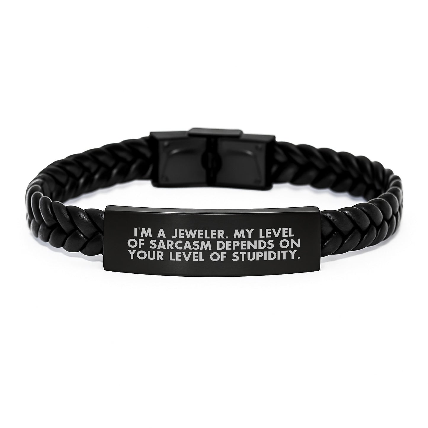 Sarcastic Jeweler Gifts for Men, Interlaced Leather Bracelet, Funny Quote, Birthday Unique Gifts from Men to Coworkers, Handmade Jewelry Accessories - Image 1