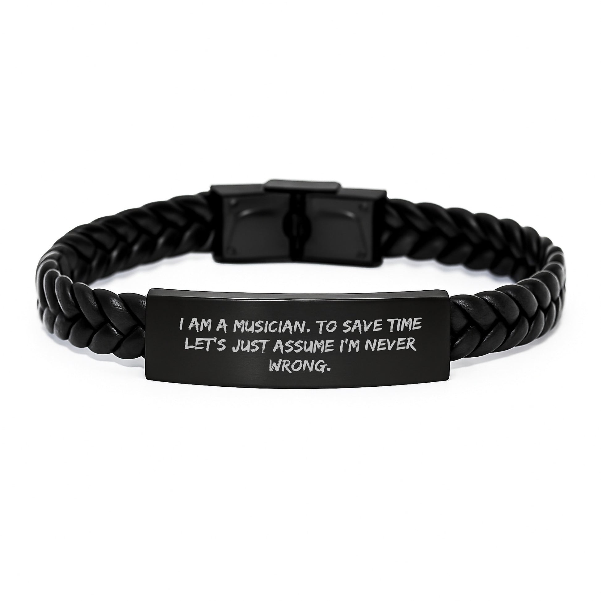 Musician Gifts Funny Quote Interlaced Leather Bracelet for Men Friends from Family Graduation Unique Ideas - Image 1