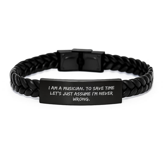 Musician Gifts Funny Quote Interlaced Leather Bracelet for Men Friends from Family Graduation Unique Ideas - Image 1