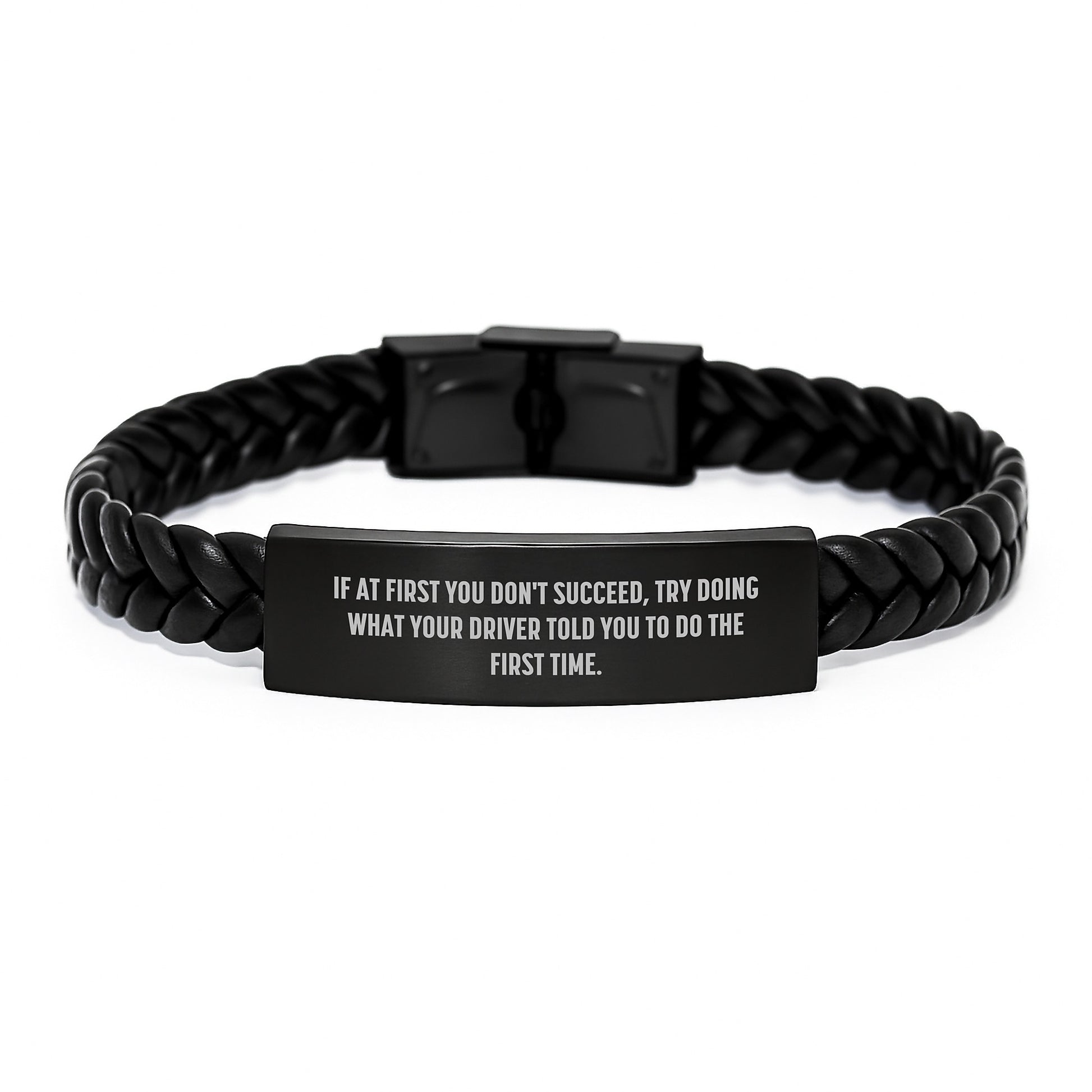Funny Driver Quote Interlaced Leather Bracelet Gifts for Men from Family on Birthday - Image 1