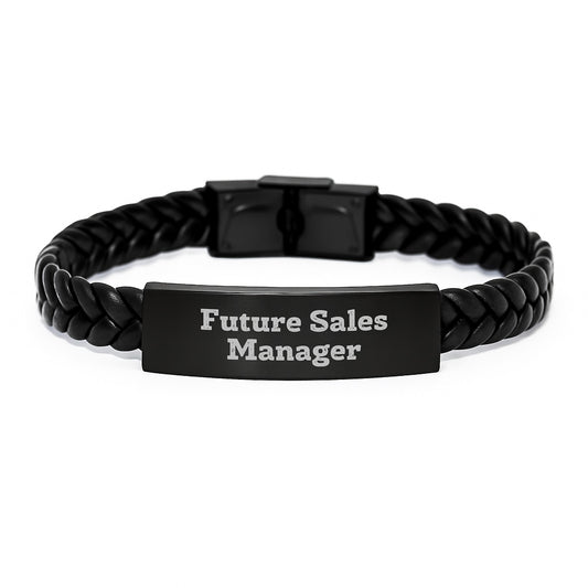 Funny Sales Manager Gifts, Inspirational Interlaced Leather Bracelet for Birthday, 'Believe You Can and You're Halfway There' Quote, Gifts from Friends for Sales Manager - Image 1