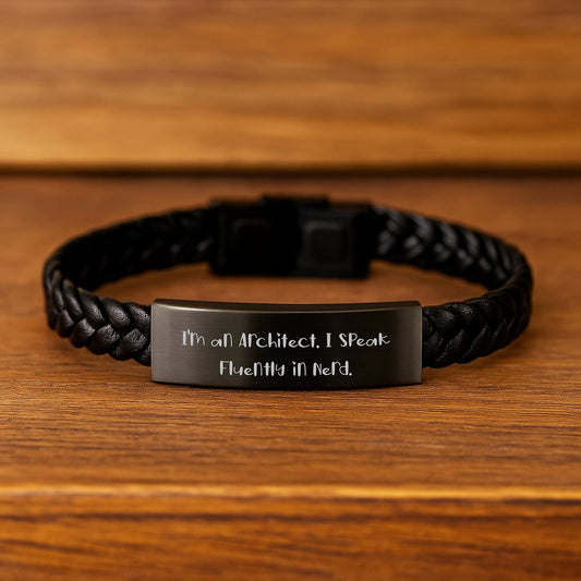 Architect Gifts, I'm An Architect. I Speak Fluently In genius., Interlaced Leather Graduation Unique Accessories for Men, Women, Friends, Coworkers, Family - Image 2