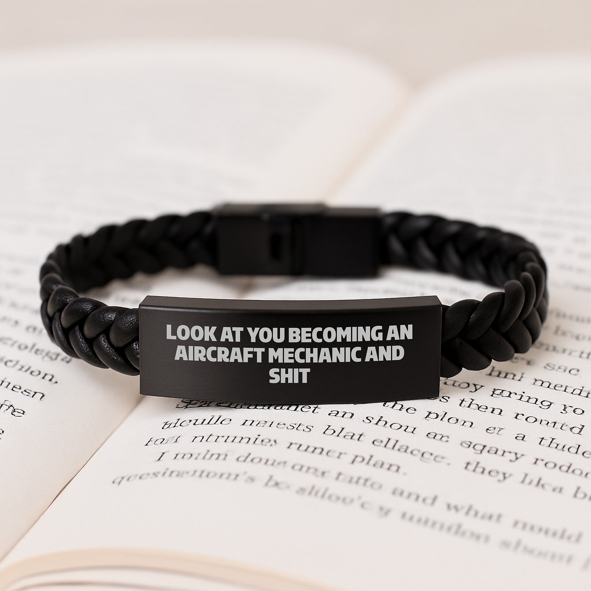 Funny Aircraft Mechanic Gifts, Inspirational Quote Interlaced Leather Bracelets for Men, Gifts from Friends and Family for Graduation - Image 3