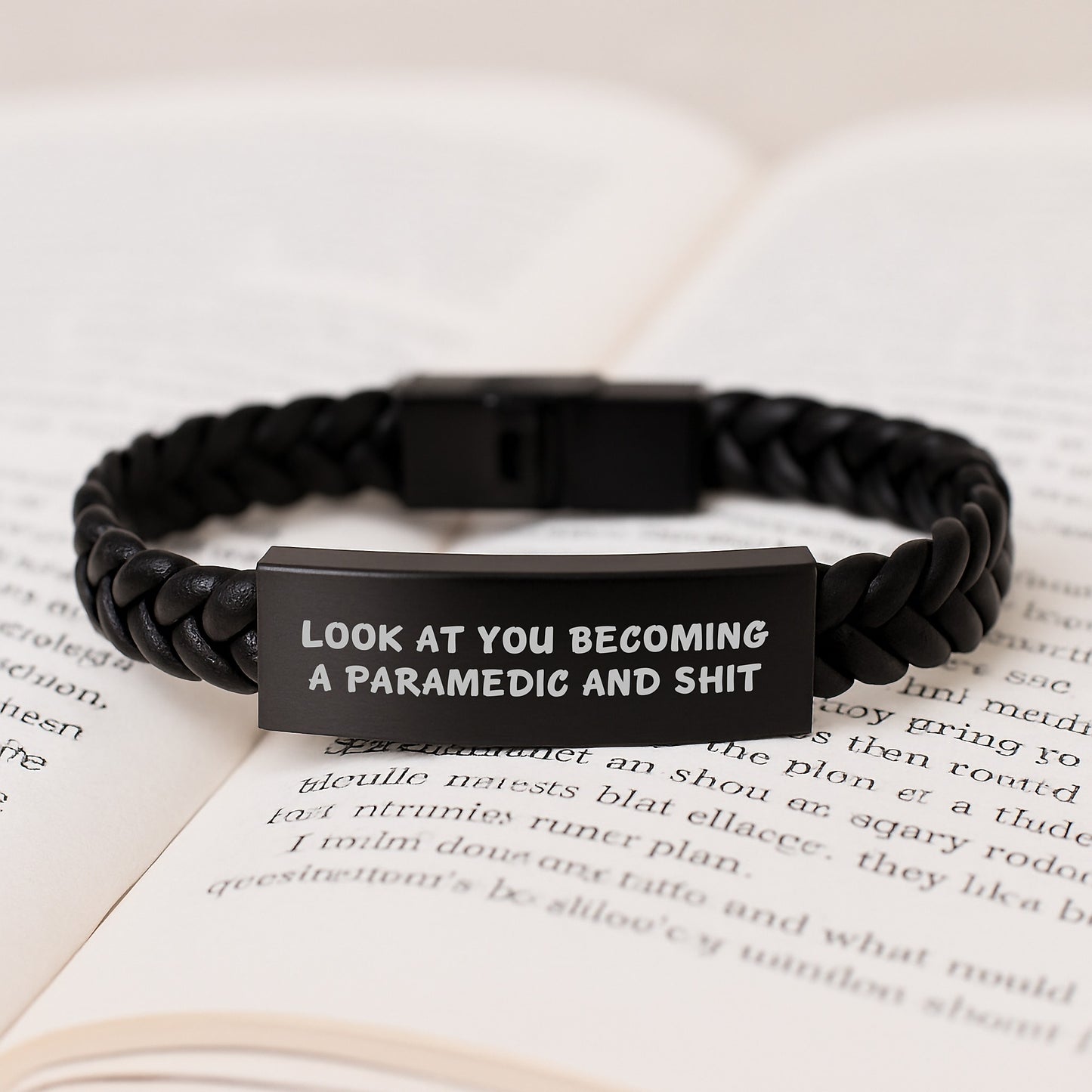 Funny Rescue Worker Gifts - Interlaced Leather Bracelet for Birthday - 'Look At You Becoming A Rescue Worker And Shit', Gifts from Friends to Rescue Worker - Image 3
