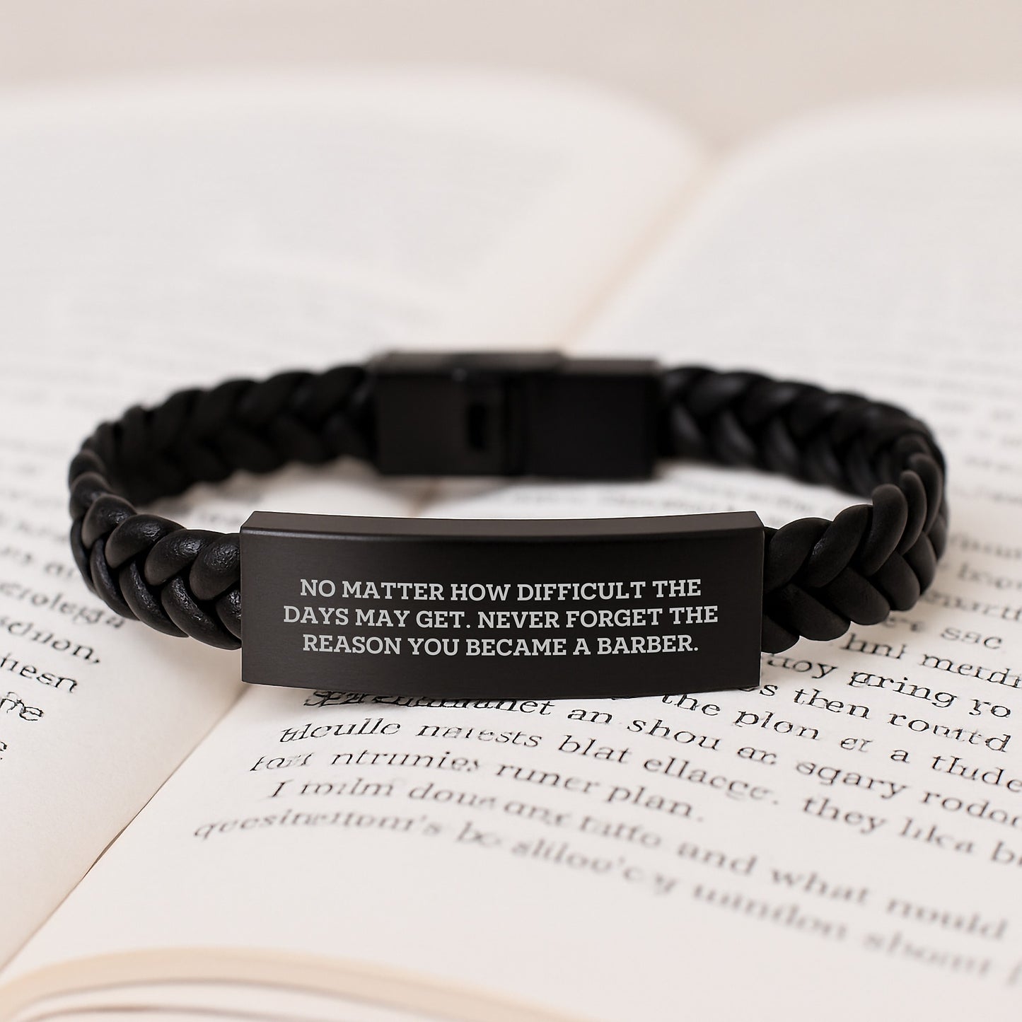 Inspirational Barber Gifts, Interlaced Leather Bracelet for Men, Gifts from Friends to Barber, Never Forget Reason You Became a Barber - Graduation Unique Gifts - Image 3