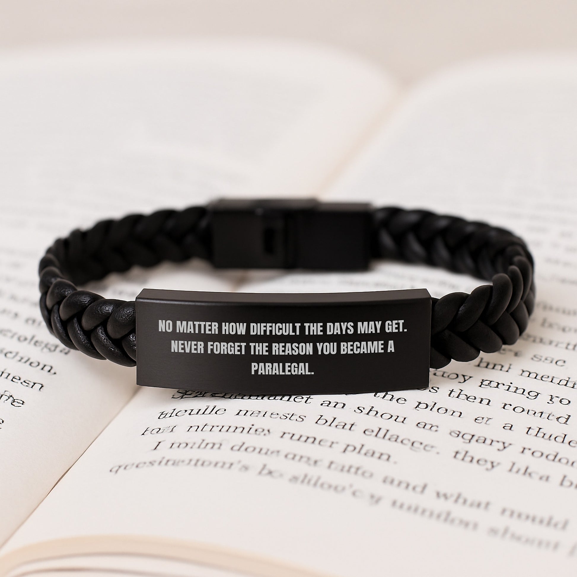 Inspirational Paralegal Gifts from Friends to Family - Interlaced Leather Bracelet for Graduation, No Matter How Difficult The Days May Get. - Gift for Men and Women - Image 3