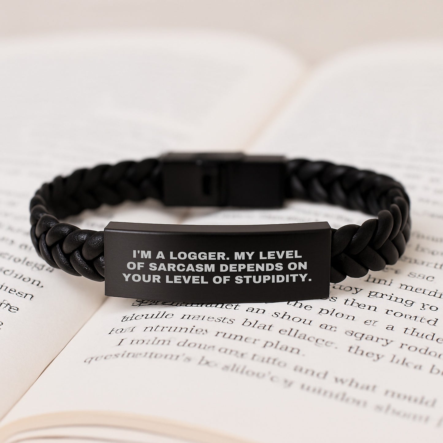Funny Logger Gifts, Interlaced Leather Bracelet for Logger, Gifts from Friends for Birthday, Inspired by Sarcastic Quote - Image 3