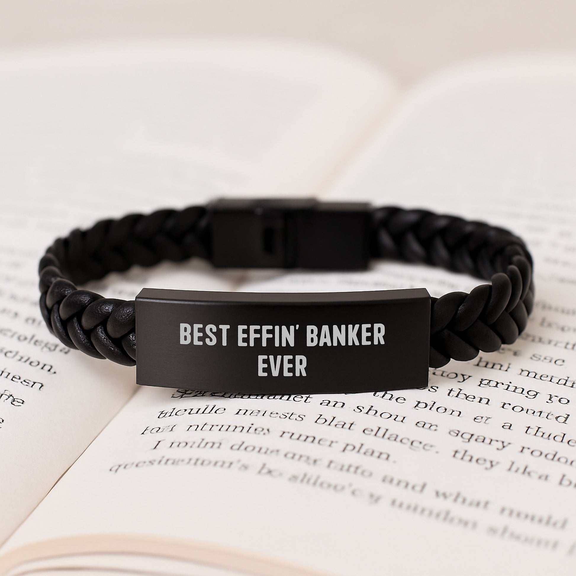Funny Banker Gifts - Best Effin' Banker Ever Interlaced Leather Bracelet for Birthday - Gifts from Friends to Banker, Men, Coworkers, Family - Unique Gifts for Banker - Image 3