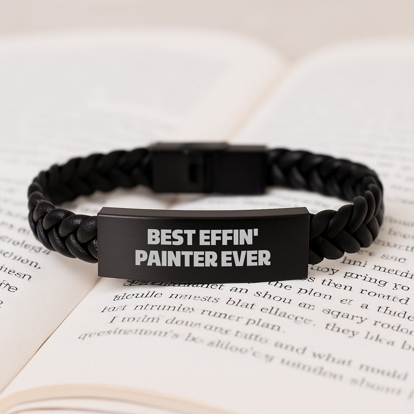 Funny Painter Gifts from Friends - Best Effin' Painter Ever Interlaced Leather Bracelet for Birthday - Image 3