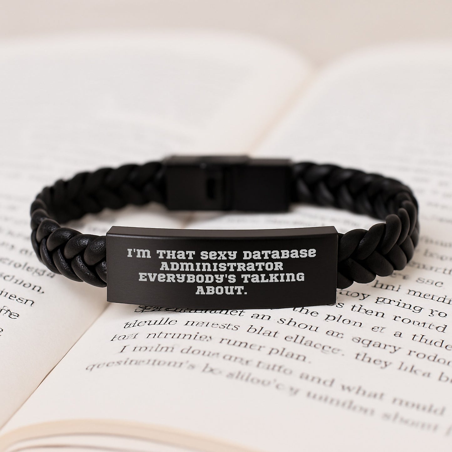 Sexy Database Administrator Gifts, Funny Quote Interlaced Leather Bracelet for Men from Friends, Coworkers, Family on Birthday - Image 3