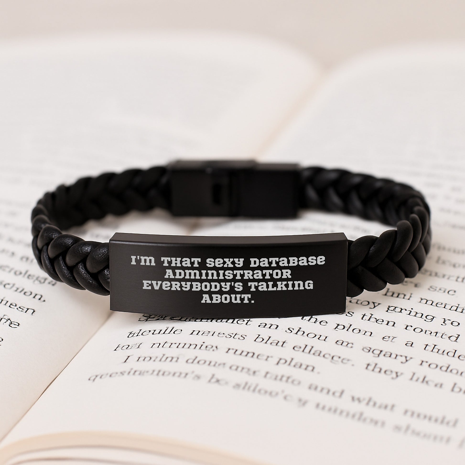 Sexy Database Administrator Gifts, Funny Quote Interlaced Leather Bracelet for Men from Friends, Coworkers, Family on Birthday - Image 3
