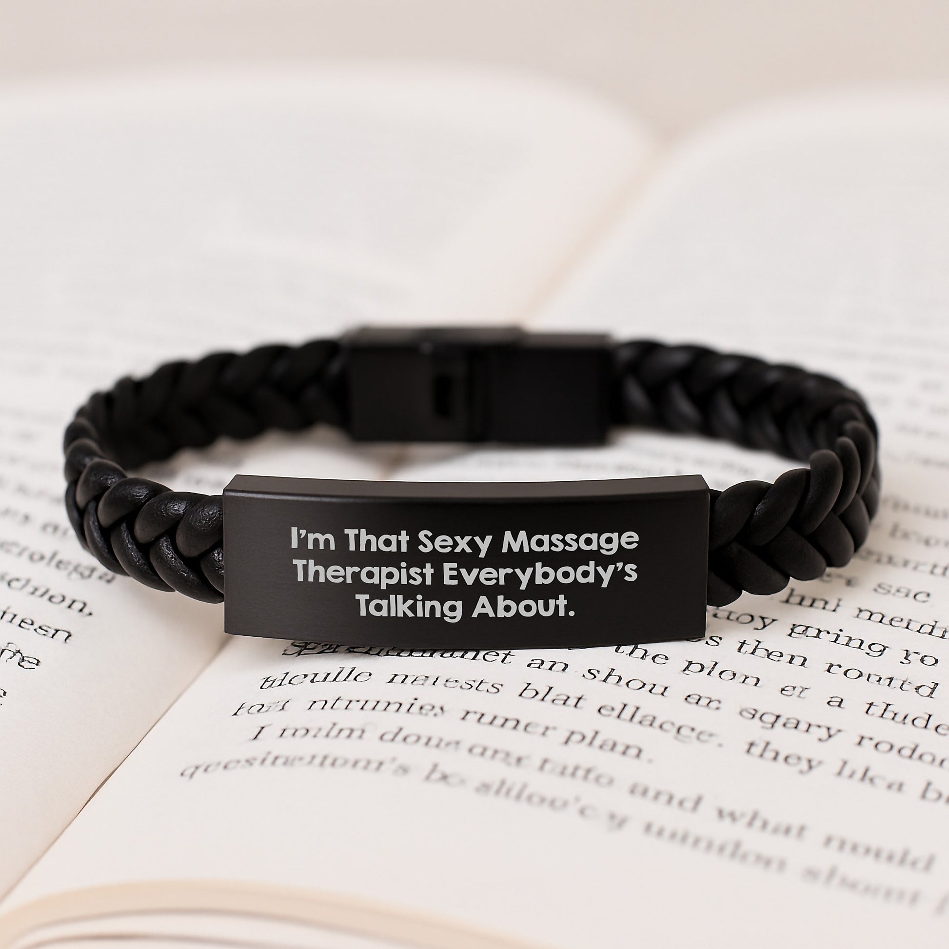 Sexy Massage Therapist Gifts for Men, I'm That Sexy Massage Therapist Everybody's Talking About, Interlaced Leather Bracelet for Birthday, Gifts from Friends to Massage Therapist - Image 3