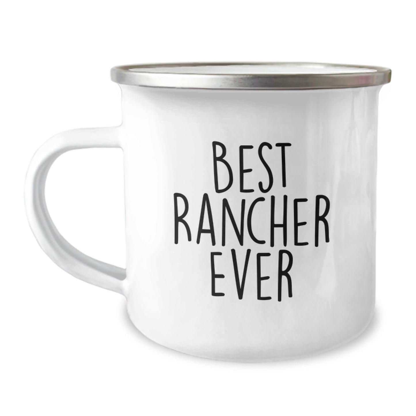 Funny Rancher Gifts from Friends and Family, Best Rancher Ever Camping Mug for Birthday, 12 oz Stainless Steel with Enamel Finish - Image 1