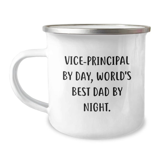 Vice-Principal By Day, World's Best Dad By Night - Funny Camping Mug for Gifts from Men to Vice-Principals on Graduation Day - Image 1
