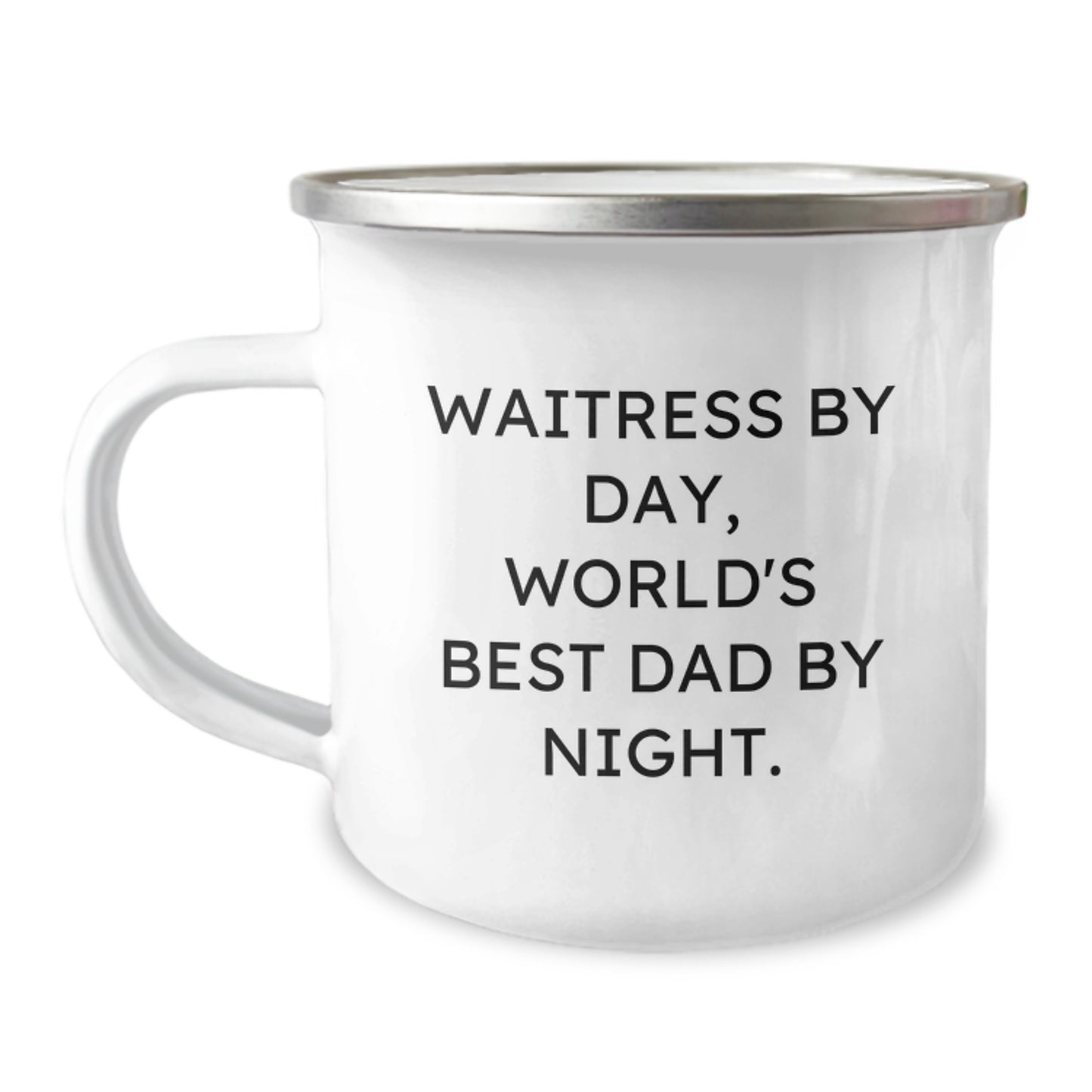 Waitress Gifts from Men - Funny Camping Mug for Waitress by Day, World's Best Dad By Night. Graduation Unique Gifts - Image 1