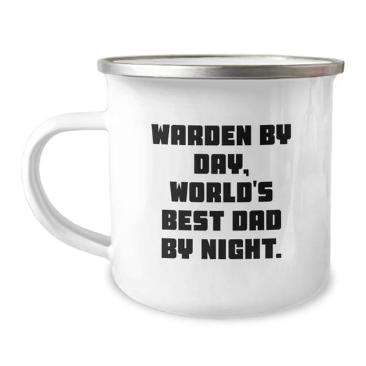Warden Camping Mug, Funny Quote Gifts from Men, Unique Graduation Gifts for World's Best Dad, 12 oz Stainless Steel with Enamel Finish - Image 1