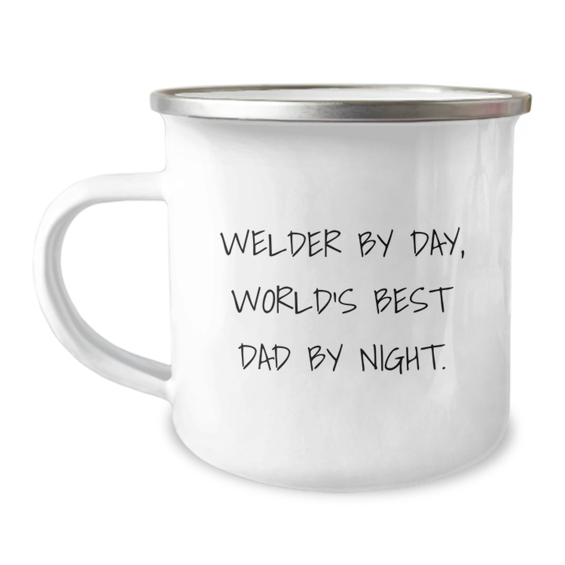 Welder Gifts from Friends for World's Best Dad By Night, 12 oz Camping Mug for Graduation - Image 1