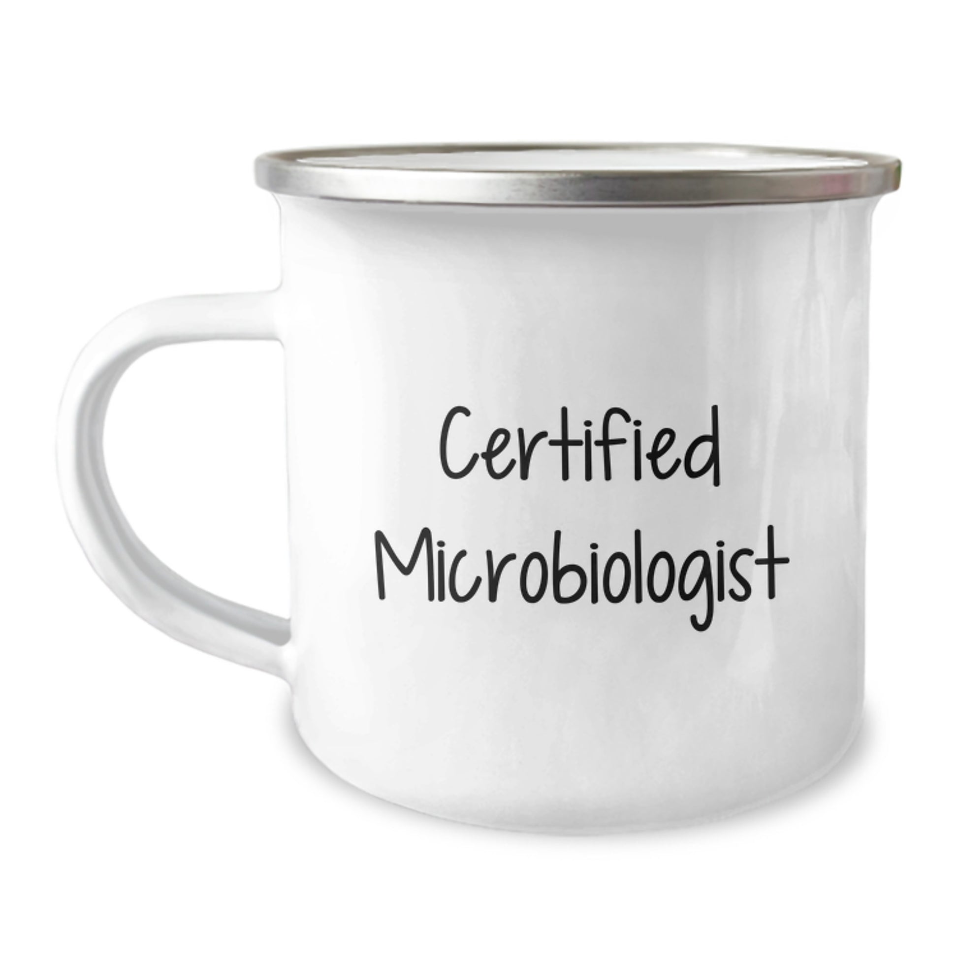 Funny Microbiologist Gifts from Friends Birthday Unique Camping Mug for Him, 'Certified Microbiologist' Quote - 12 oz Stainless Steel with Enamel Finish - Image 1