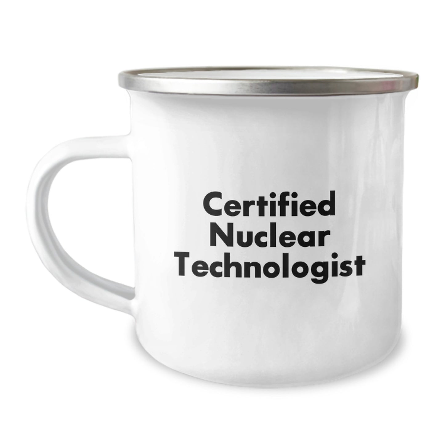 Funny Certified Nuclear Technologist Gifts from Friends for Birthday Unique Camping Mug, 'Love Nuclear Reactors', Enamel Stainless Steel 12 oz - Image 1