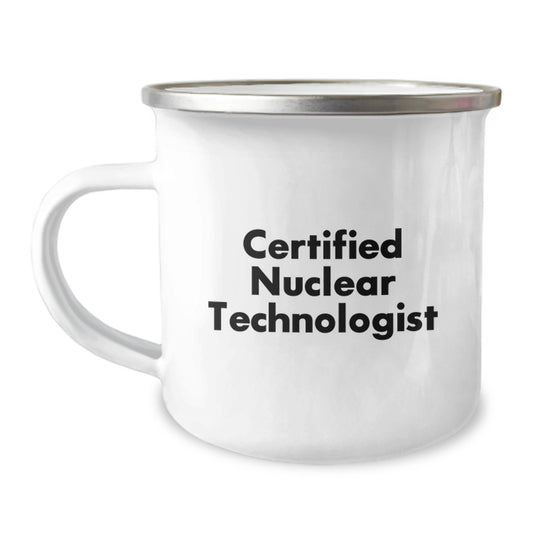 Funny Certified Nuclear Technologist Gifts from Friends for Birthday Unique Camping Mug, 'Love Nuclear Reactors', Enamel Stainless Steel 12 oz - Image 1