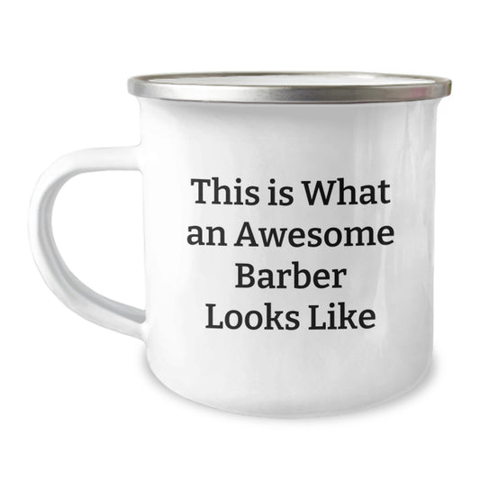 Funny Gifts from Men for Awesome Barber Graduation Camping Mug - This Is What An Awesome Barber Looks Like - Image 1