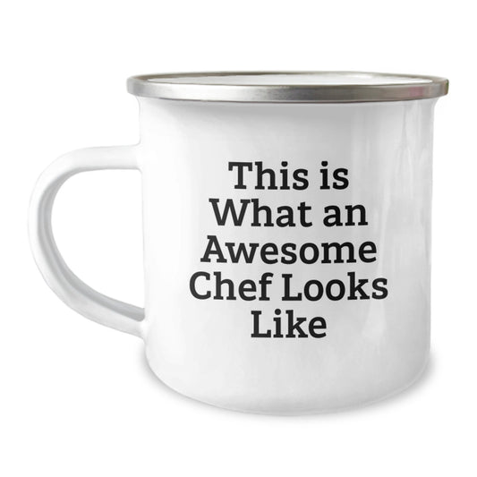 Funny Chef Gifts for Camping Mug Graduation, 'This Is What An Awesome Chef Looks Like' Quote, Gifts from Men to Chef Friends - Unique Camping Mug - Image 1